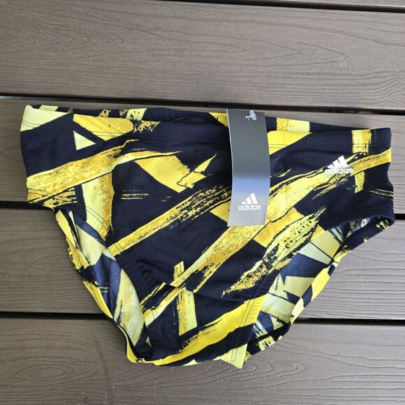 Adidas Men's Supernova Infinitex Plus Swim Racer Brief Gold/black Size 30 New - Picture 1 of 4